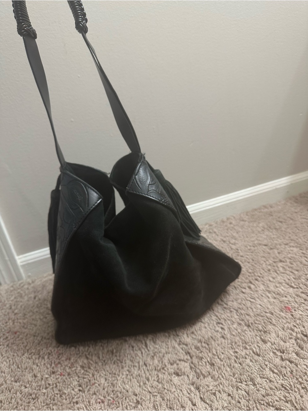 Zara Black leather Shoulder Tote Bag
